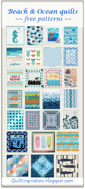 Ocean Inspired Quilts, Beach Quilt Blocks Free Pattern, Beach Themed Quilts Pattern Free, Beach Theme Quilt Patterns, Seashell Quilt Pattern, Surfboard Quilt Pattern, Chemo Quilt Pattern, Ocean Waves Quilt Pattern Free, Sea Quilt Patterns