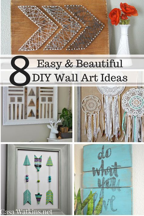 Find inspiration for your next wall decor with these 8 easy and beautiful DIY wall art ideas. Projects from upcycled items and multidimensional wall decor Cheap Diy Wall Art, Diy Wall Art Ideas, Diy Wand, Simple Wall Art, Wall Art Ideas, Handmade Wall Decor, Diy Pool, Wall Decor Ideas, Diy Spring