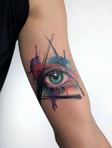 Eye Tattoo Color, One Eye Tattoo, Triangle Eye Tattoo, 3rd Eye Tattoo, Providence Tattoo, Ojo Tattoo, Eye Tattoo Meaning, Realistic Eye Tattoo, Third Eye Tattoos