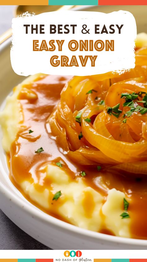 Savory Gravy Recipe, Quick Easy Gravy, Easy Onion Gravy Recipe, Salisbury Steak With Onion Gravy, Steak Gravy Recipe, Vegan Onion Gravy, Homeade Gravy, Homemade Salisbury Steak, Brown Gravy Recipe