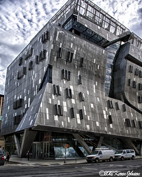 Cooper Union building designed by Thom Mayne Cooper Union Architecture, Morphosis Architects, Cooper Union, Karen Johnson, California Architecture, Deconstructivism, Eco Buildings, Architecture Panel, Landmark Buildings