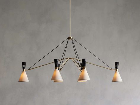 Ramsey 6-Light Linear Chandelier Modern Brass Chandelier, Antique Brass Chandelier, Starburst Light, Italian Chandelier, Round Chandelier, Sputnik Chandelier, Linear Chandelier, Brass Chandelier, Incandescent Bulbs