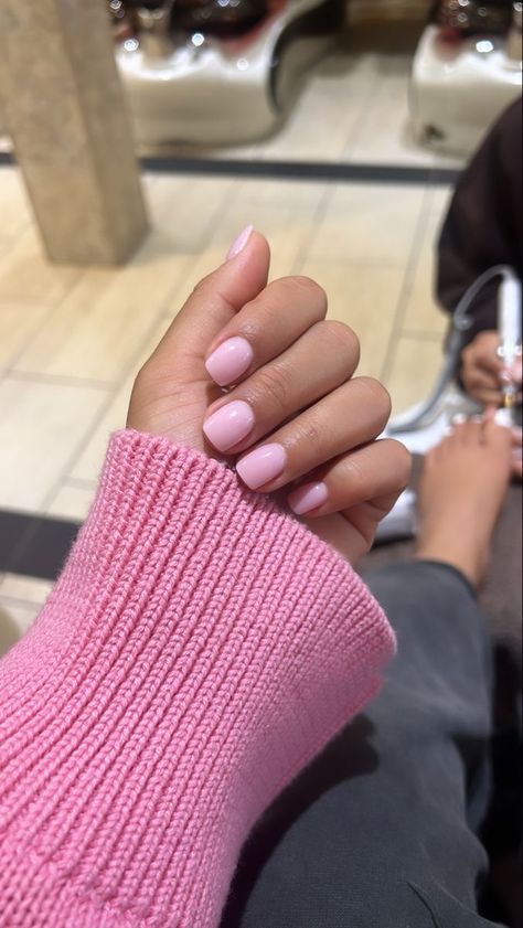 Cute Nails Real Nail, Natural Nails Manicure Short, Clean Short Square Nails, Dip Real Nails, Nail Ideas On Real Nails, Natural Nails With Color, Gel Natural Nails Ideas Short, Pink Acrylic Overlay Natural Nails, Plain Pink Gel Nails