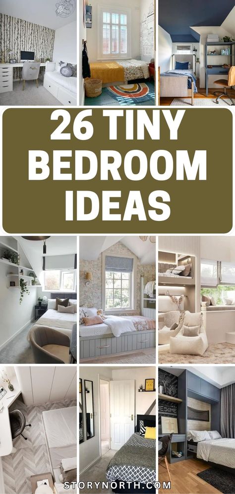 Save this pin for clever ways to maximize your tiny bedroom space with style! Discover creative solutions and storage hacks to transform your room. #BedroomDecor #SmallSpaces #HomeDecorIdeas Ikea Tiny Bedroom Ideas, Small Bedroom Arrangement Ideas Layout, Small Bedroom With Storage Ideas, Shared Bedroom Ideas For Adults, Storage Ideas For Small Spaces Bedroom, Triangular Room, Small Cottage Bedroom Ideas, Small Bedroom Arrangement, Small Teenage Bedroom