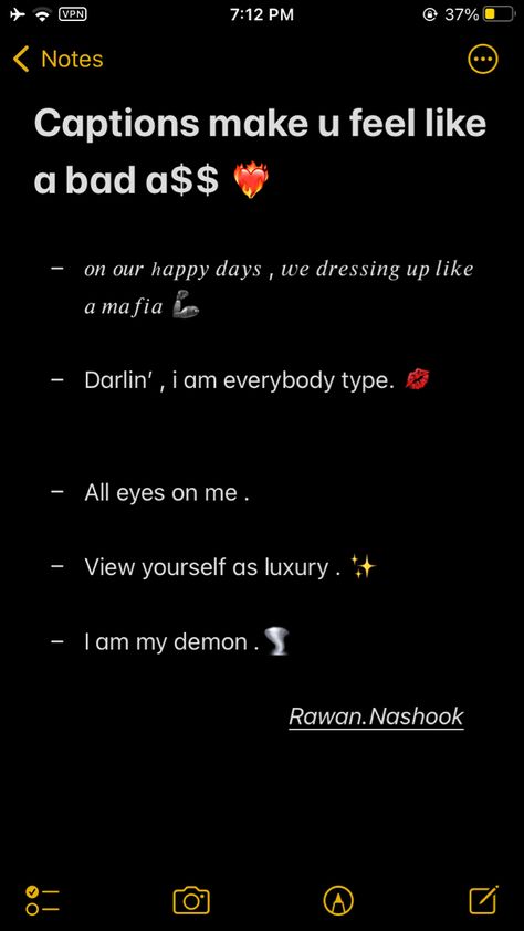 Insta Notes Ideas Baddie, Instagram Captions Breakup Baddie, Instagram Notes Ideas Attitude, Black Outfit Aesthetic Captions, Confident Baddie Quotes, Gangsta Bio For Instagram, Red Hair Captions Instagram Baddie, Asthetic Caption For Boy, Baddie Bios For Instagram Profile