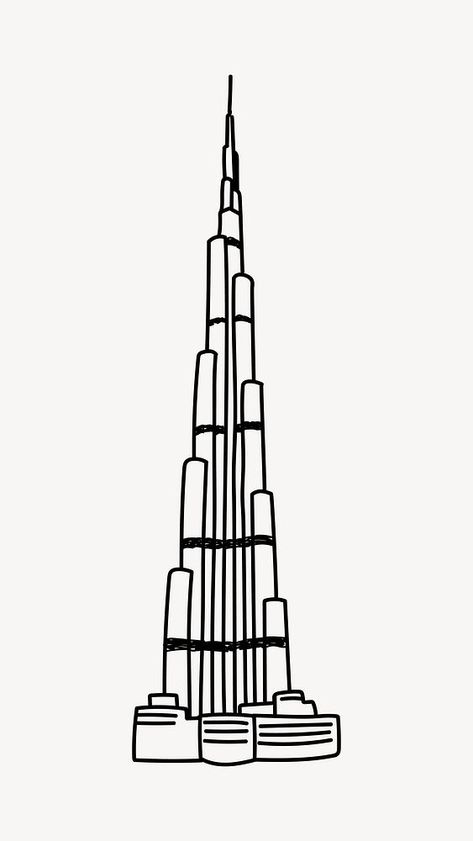 Burj Khalifa Dubai hand drawn illustration vector | free image by rawpixel.com / Salaithorn Burj Khalifa Illustration, Dubai Doodle, Burj Khalifa Drawing, Dubai Drawing, Dubai Illustration, Dubai Tower, Cartoon Sky, Travel Doodles, Dubai Art