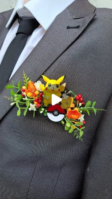 Maddison Rocks Floral on Instagram: ""I choose you" to ditch the traditional wedding boutonniere in favour of a floral pocket square! . Alternative wedding trend 2024 . Maddisonrocks.etsy.com  . #ichooseyou #fauxflowers #boutonnieres #weddingcorsage #pokémonart #gamerwedding #geekwedding #maddisonrocksfloral #nontraditionalwedding #offbeatwedding" Gamer Wedding, Floral Pocket Square, Upcycled Accessories, Corsage And Boutonniere Set, Offbeat Wedding, Geek Wedding, 3d Ideas, Wedding Boutonniere, Unique Pockets