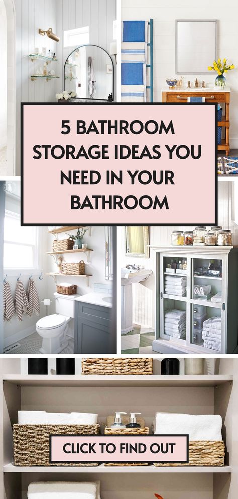 🧴 Need a space-saving solution? These 5 bathroom storage ideas for small spaces will give you more room to breathe! Think bathroom storage cabinet and other smart tricks—click to discover more! ✨ Basket Organization Ideas Bathroom, Storage Options For Small Bathrooms, Vanity Top Storage Ideas, Add Bathroom Storage, Ensuite Bathroom Storage Ideas, Bathroom Decor Ideas Storage, Storage Under Sink Bathroom, Small Bathroom Cabinet Ideas Storage, Guest Bathroom Storage Ideas