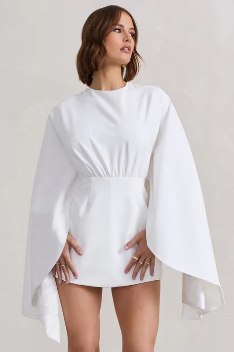 Occasion Black-Tie Dresses & Evening Outfits – Club L London - USA Elegant Cape, Midi Bridesmaid Dress, White Skort, White Playsuit, Sleek Bun, Club L London, Black Dress Prom, Maternity Jumpsuit, Black Tie Gala