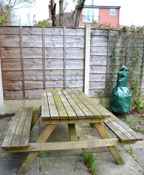 How to Upcycle Your Garden Furniture with wilko Paint & Accessories - #tidylife Garden Furniture Makeover, Waterproof Garden Furniture, Paint Garden Furniture, Painting Garden Furniture, Upcycled Garden Furniture, Garden Furniture Paint Ideas, Upcycling Garden Furniture, Upcycled Outdoor Table, Painted Garden Bench