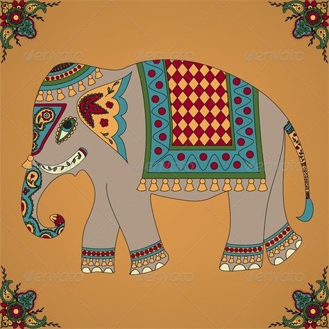 Indian Elephant Drawing, Indian Elephant Art, Elephant Clip Art, Colchas Quilting, Elephant Images, Elephant Poster, Elephants Photos, Elephant Illustration, Elephant Drawing