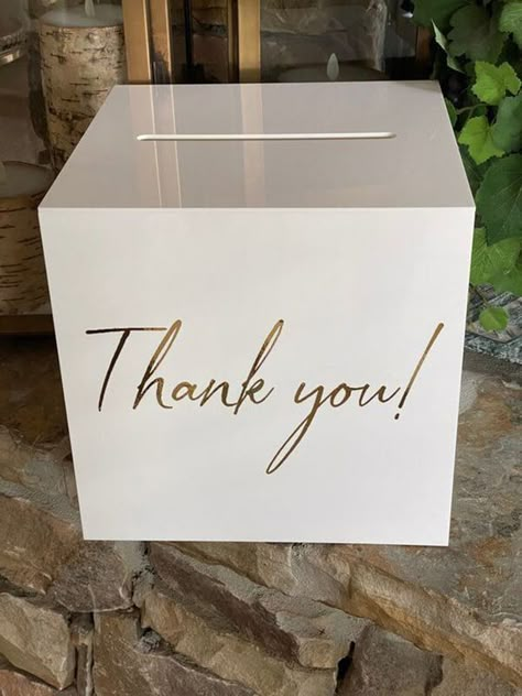 Box For Wedding Gifts, Guest Boxes For Wedding, Wedding Card Box Ideas Elegant White, Gift Box Wedding Ideas, White Acrylic Card Box Wedding, Card Drop Box Ideas, Card Wedding Box Ideas, Box For Cards At Party, Wedding Gift Box For Cards