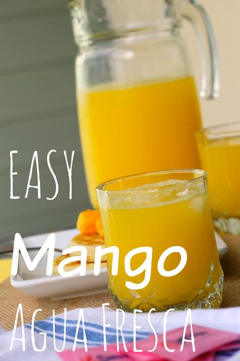 Mango Agua Fresca Recipe, Mexican Theme Party Food, Mango Agua Fresca, Summer Teas, Aqua Fresca Recipes, Mango Water, Brunch Pastries, Agua Fresca Recipe, Summer Beverages