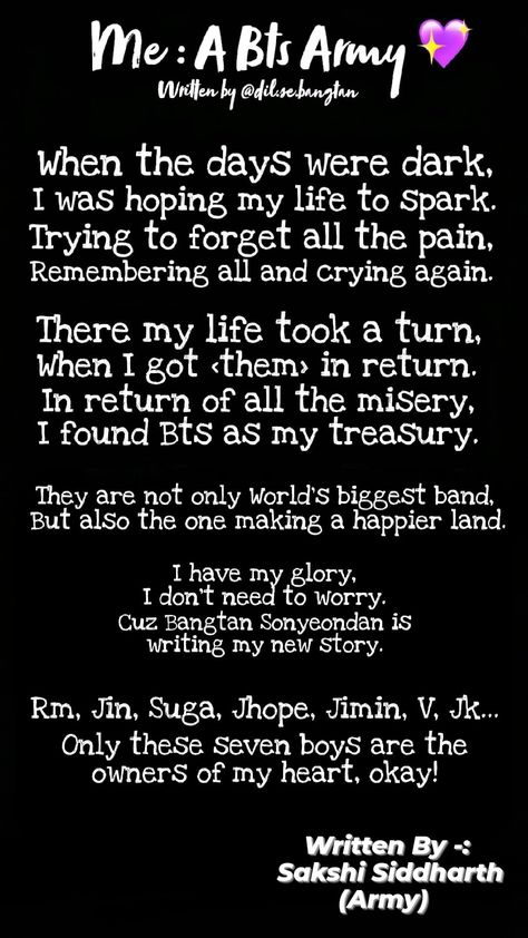 This poem is written by me😁💜 I'm so proud to be a Bts Army💜 Thank you BTS for everything🦋💜 Cute Small Diary Diy, Bts 2025 I Will Wait For You, Bts Qoutes For Army, Army Quotes For Bts, Diary About Me Page, Bts Message To Army, Bts Dairy Ideas, Bts Journal Ideas Without Pictures, Bts Inspired Drawings