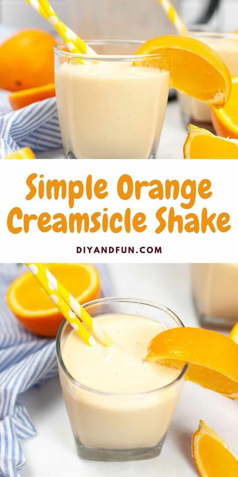 Orange Creamsicle Shake, a delicious homemade orange milk shake inspired by the frozen popular dessert idea. Creamsicle Milkshake Recipe, Orange Creamsicle Shake, Vanilla Ice Cream Shake, Creamsicle Milkshake, Creamsicle Drink, Milkshake Recipe Easy, Creamsicle Smoothie, Ice Cream Smoothie, Ice Cream Shake