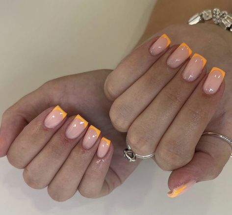 Summer Holiday Biab Nails, Orange Frenchies, White Tip Acrylic Nails, Blush Pink Nails, Holiday Acrylic Nails, Gel Nails French, Classy Acrylic Nails, Nails French, Short Acrylic Nails Designs