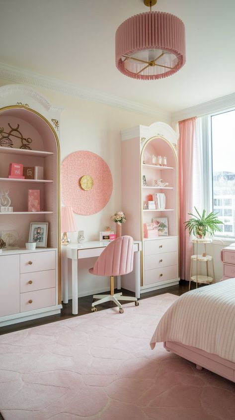 Find the perfect teenage girl bedroom inspiration with 28 modern and luxurious ideas. Featuring light color palettes, chic decor, and elegant furniture, these designs offer a beautifully balanced and serene space. Perfect for creating a stylish retreat that blends comfort, sophistication, and personality. Pink Bedroom Furniture Ideas, Light Pink And White Room, Light Pink And White Bedroom, Pink Teenage Girl Bedroom, Pink And White Bedroom Decor, Preppy Pink Bedroom, Teenage Retreat, Pink And White Bedroom Ideas, Girl Bedroom Inspiration