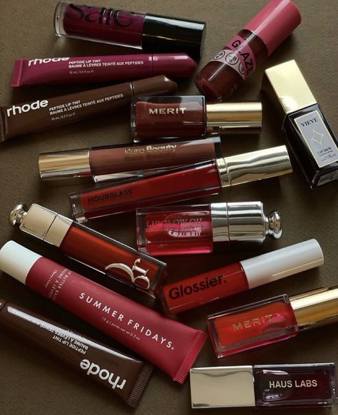 Red Skincare Aesthetic, Maroon Lipstick Aesthetic, Aesthetic Red Lipstick, Dark Red Lipstick Aesthetic, Dark Red Lip Products, Red Lipstick Collection Aesthetic, Dark Red Lips, Lipstick Collection, Beauty Skin Care Routine