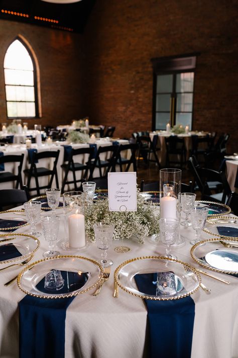 Thanksgiving Table Setup Ideas, Napkins With Napkin Rings, Dark Blue Wedding Theme, Table Setup Ideas, Thanksgiving Table Setup, Midnight Blue Wedding, Royal Blue Wedding Theme, Navy Blue Wedding Theme, Navy Blue And Gold Wedding