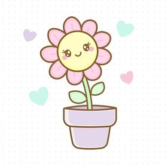 Cartoon Flowers Drawing, Cute Flower Clipart, Aesthetic Clipart, Kawaii Flowers, Kawaii Flower, Fun Aesthetic, Yellow Flower Print, Minimalist Flower, Bird Clipart