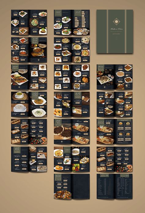 Sophisticated menu design for a upscale Arabic restaurant in KL Menu Book Design Restaurant, Restaurant Menu Book, Syrian Cuisine, Arabic Restaurant, Menu Stand, Luxury Food, Food Menu Design, Menu Book, Luxury Restaurant