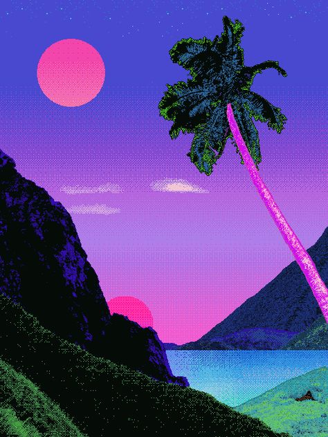 Vaporwave Plants, 80s Synthwave Wallpaper, Vaporwave Art Desktop Wallpapers, Beach Vaporwave, Dream Wave, Synth Wave, Vaporwave Palm Trees, Wallpapers Pc, Dream Photo