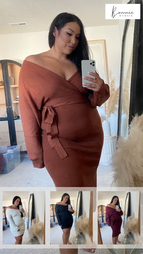 Sweater Dress, Wedding Guest Dress, Holiday Dress, Midsize Fashion Curvy Fall Dresses, Midsize Sweater Dress, Fall Sweater Dresses, Fall Fashion Midsize, Midsize Fashion Fall, Fashion Wedding Guest, Sweater Dress Plus Size, Sweater Dress Fall, Dresses From Amazon