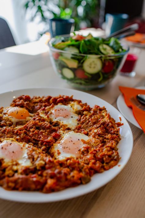 Mirza Ghasemi (Persian Smoked Eggplant with Eggs) | Who Does the Dishes Smoked Eggplant, Persian Chicken, Pomegranate Sauce, Cooking Spatula, Potato Rice, Cooking With Olive Oil, Persian Food, Health Conscious, Chopped Garlic