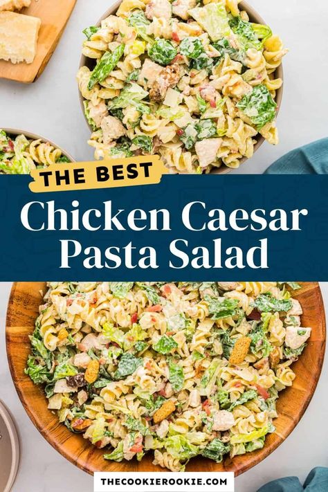 Macaroni Pasta Salad, Chicken Caesar Pasta, Caesar Pasta Salad, Caesar Pasta, Pan Seared Chicken Breast, Chicken Caesar Pasta Salad, Pasta Salad Dressing, Creamy Chicken Soup, The Cookie Rookie