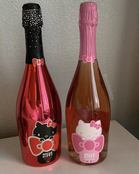 Sanrio Snacks, Hello Kitty Wine, Decorated Liquor Bottles, Sanrio Food, Cute Kawaii Stuff, Girl School Supplies, Kitty Crafts, Chanel Mademoiselle, Coco Chanel Mademoiselle