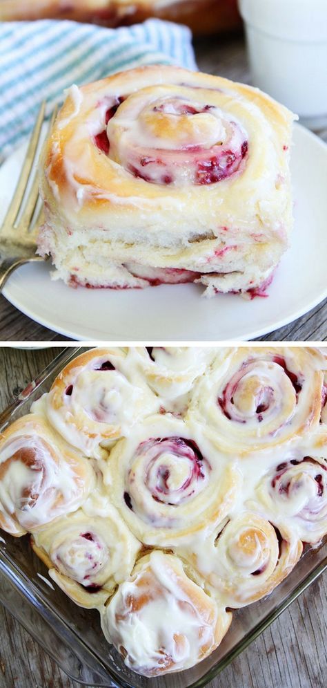 Raspberry Sweet Rolls, Strawberry Cinnamon Rolls, Overnight Cinnamon Rolls, Baking Breads, Sweet Roll Recipe, Desserts Cookies, Pillsbury Recipes, Best Cinnamon Rolls, Holiday Sweets