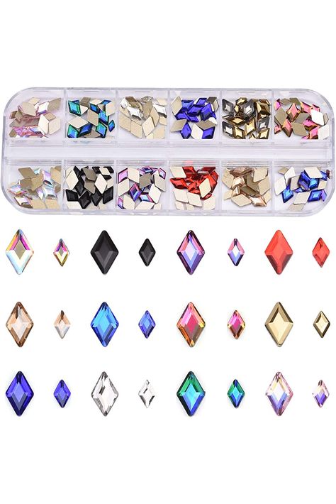 240pcs 2 Sizes Foiled Diamond Flatback Shaped Rhinestones Rhombus Crystal AB 12 Colors Charms Set for Nails Decoration Rhombus Shape, Chainmail Jewelry, Crystal Ab, Color Shapes, Charm Set, Nail Decorations, Gems Jewelry, Nails Design, Art Jewelry