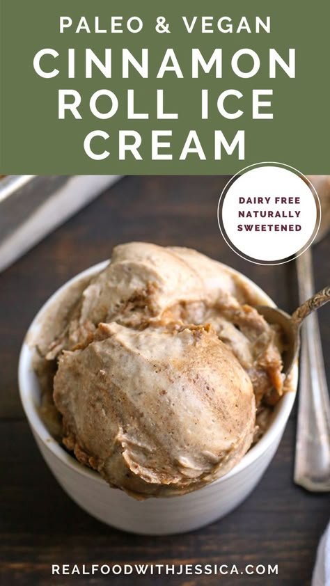 Paleo Ninja Creami, Cinnamon Roll Ice Cream, Aip Ice Cream, Non Dairy Ice Cream, Nice Cream Recipes, Coconut Cream Recipes, Paleo Ice Cream, Vegan Ice Cream Recipe, Healthy Ice Cream Recipes