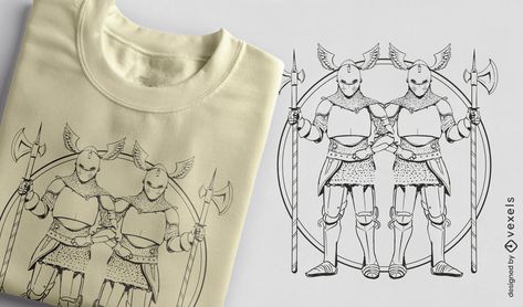 Two Knights, Shirt Advertisement, Shirt Quotes, Quotes Ideas, Photoshop Tutorial Design, T Shirt Design Vector, Forest Illustration, Medieval Armor, Vegan Cooking