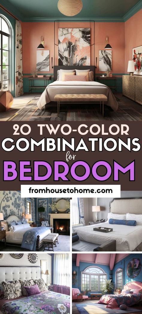 20 Two-Color Combinations For Bedroom Walls | Painting Ideas For Walls Bedrooms With Color, Colorful Master Bedrooms Decor, Modern Luxury Bedroom Decor, Colour Combinations Interior, Woman's Bedroom, Two Tone Walls, Wall Color Combination, Bedroom Color Combination, House To Home