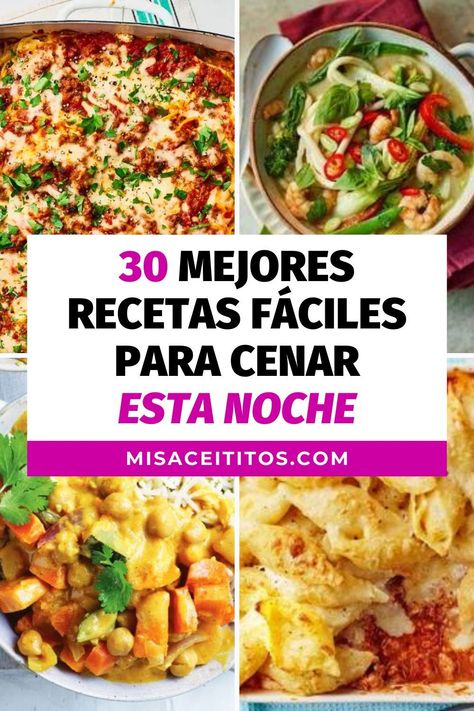 Descubre 30 recetas fáciles para cenar y sorprende a tu familia con deliciosas cenas caseras. Encontrarás opciones saludables, ricas y con gran variedad de ingredientes para todos los gustos. Ideas Para Cenas, Ideas Cenas, Sin Gluten, Chef