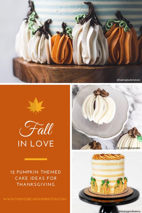 12 Cute Pumpkin Themed Cake Decorating Ideas for Fall and Thanksgiving using the easy 1M tip. Pumpkin Cake Ideas, Thanksgiving Cake Ideas Decorating, Pumpkin Themed Cake, Fall Cake Decorating, Fall Theme Cakes, Thanksgiving Cakes Decorating, Fall Cakes Decorating, Fall Birthday Cakes, Thanksgiving Sweets