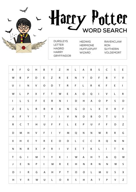 Harry Potter Word Search Harry Potter Platform 9 3/4 Printable, Harry Potter Worksheets For Kids, Harry Potter Word Search, Storybook Activities, Harry Potter Classes, Harry Potter Words, Harry Ron And Hermione, Harry Potter Activities, Kids Table Wedding