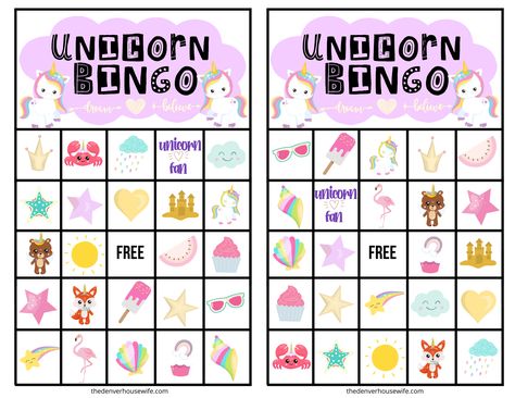 FREE PRINTABLE UNICORN BINGO Unicorn Birthday Party Games, Bingo Printable Free, Unicorn Games, Bingo Template, Unicorn Themed Birthday Party, Paper Flower Patterns, Unicorn Printables, Unicorn Crafts, Unicorn Birthday Party