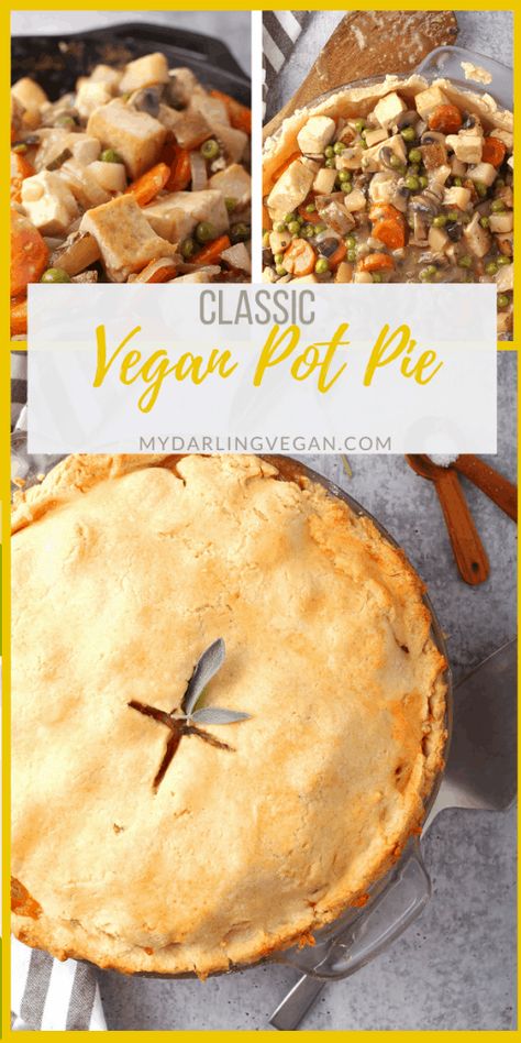 Vegan Pot Pie with Tofu | My Darling Vegan Vegan Pot Pie Recipe, Vegan Tofu Recipes, Seasoned Tofu, Vegan Pot Pie, Cook Tofu, Vegan Xmas, Vegan Pot Pies, Clean Eating Vegan, Tofu Recipes Vegan