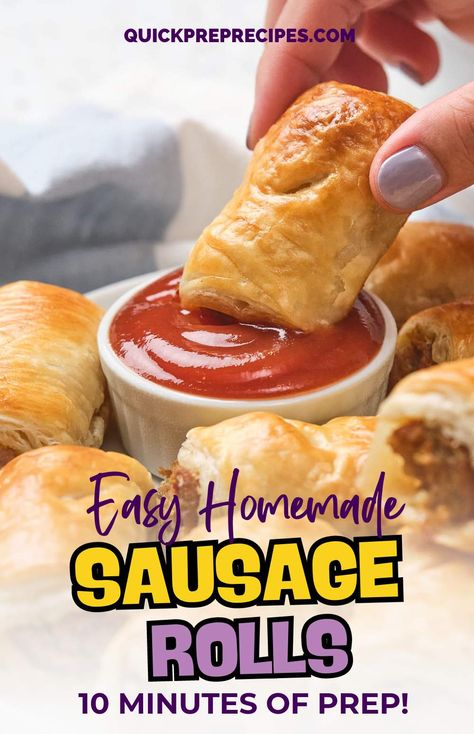 Easy Sausage Roll Recipe Rolls Recipe Easy, Winter Holiday Recipes, Brisket Recipes Smoked, Homemade Sausage Rolls, Sausage Wrap, Sausage Rolls Recipe, Sausage Bake, Easy Treat, Hot Sausage