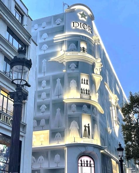 Retail Facade, Dior Aesthetic, Green Facade, Fashion Dream Job, Living In Paris, Luxury Lifestyle Dreams, Photo Wall Collage, Rich Life, City Aesthetic