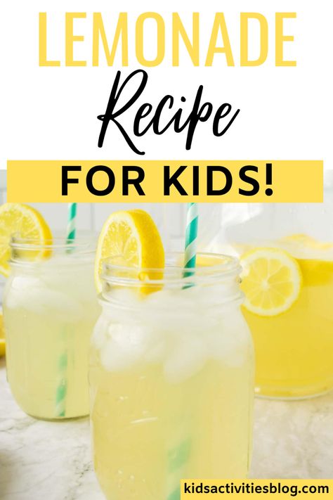 The Best Homemade Lemonade Recipe For Kids! So easy children can help make it. Perfect for a hot summer day when the kids want to have a lemonade stand. Easy Lemonade Stand, Homemade Lemonade Stand, Make Lemonade, Lemonade Recipe For One, Healthy Homemade Lemonade, Easy Lemonade Recipe Kids, Kids Lemonade Stand, Making Lemonade Out Of Lemons, Lemonaid Recipe