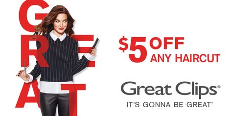 Hair Cuts - $5 off Coupon At Great Clips! Great Clips Haircut, Great Clips Coupons, Haircut Coupons, Hair Cuts 2017, Free Haircut, Senior Discounts, Great Haircuts, Hair Appointment, Trendy Haircuts