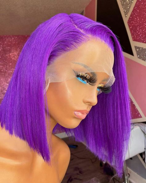 Purple Lace Front Wig, Purple Lace Front, Human Hair Wigs Straight, Colored Human Hair Wigs, Wig Bob, Straight Lace Front Wig, Wigs Straight, Wig Short, Straight Lace Front Wigs