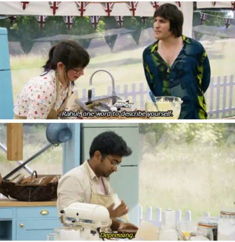 Great British Bake Off, Noel Fielding, Rahul British Bake Off Funny, The Great British Bake Off Memes, Great British Baking Show Funny, Great British Bake Off Funny, Bake Off Funny, Baking Memes, Funny British, British Humour, British Memes