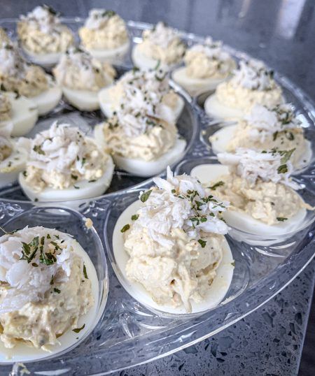 Easy Deviled Crab Recipe, Crab Deviled Eggs, Crab Stuffed Deviled Eggs, Crawfish Deviled Eggs, Seafood Boil Inspired Deviled Eggs, Seafood Deviled Eggs Crab Meat, Deviled Eggs With Crab Meat, Tuna Stuffed Deviled Eggs, Crab Deviled Eggs Recipe