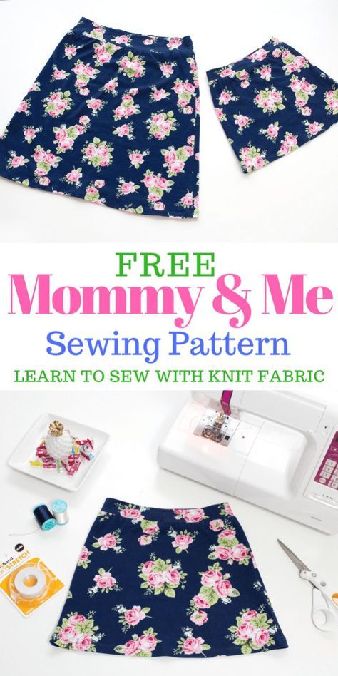 Learn how to sew mommy and me skirts with this sewing tutorial, video and free PDF sewing pattern! Knit Skirts, Printable Sewing Patterns, Free Pdf Sewing Patterns, Beginner Sewing Projects Easy, Leftover Fabric, Sewing Projects For Beginners, Sewing Skills, Tutorial Video, Love Sewing