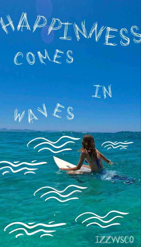 Surfing Aesthetic Poster, Cute Beachy Wallpapers Aesthetic, Beach Summer Aesthetic Wallpaper, Beachy Aesthetic Posters, Coconut Dream Aesthetic, California Surfer Aesthetic, Happiness Comes In Waves Wallpaper, Beachy Mood Board, Beach Qoute Ideas