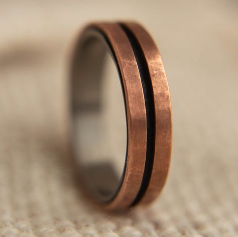 Buy Dual Copper Wedding Band W/ Zirconium Liner, Copper Ring, Mens Ring, Black and Copper Wedding Band, Unique Ring, Rustic Copper Ring Online in India - Etsy Black And Copper Wedding, Men’s Ring, Mens Unique Wedding Bands, Copper Wedding Ring, Copper Wedding Rings, Men Wedding Rings, Copper Wedding Band, Rose Gold Mens Wedding Band, Mens Wedding Rings Unique